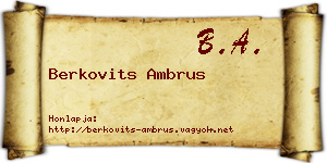 Berkovits Ambrus névjegykártya