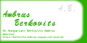 ambrus berkovits business card